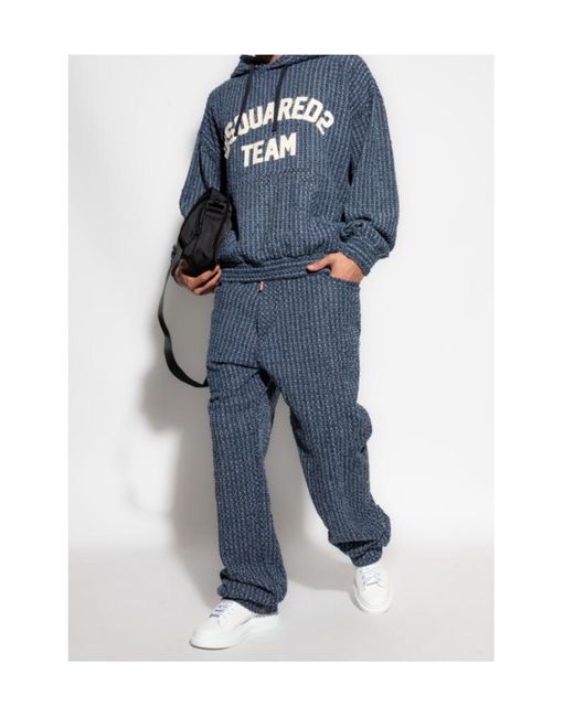 DSquared² Blue Logo-Patch Hoodie for men