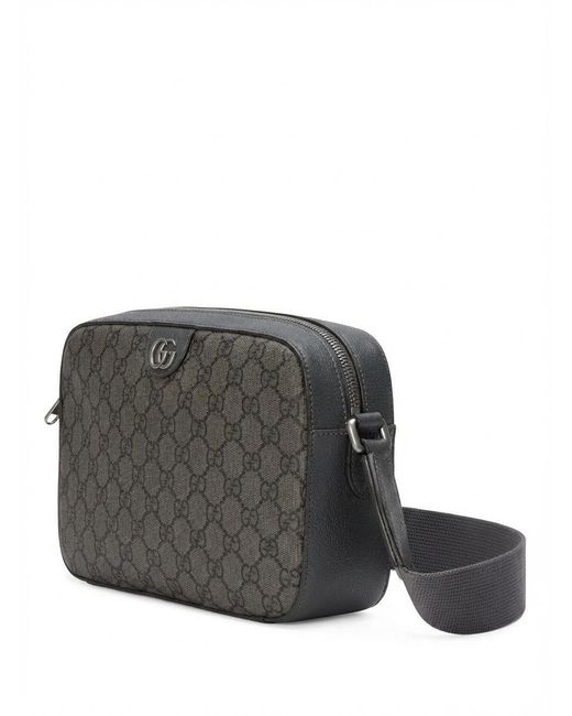 Gucci Black Medium Ophidia Logo Plaque Messenger Bag for men