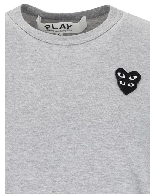 COMME DES GARÇONS PLAY Gray Comme Des Garçons Play Logo Patch Crewneck T-Shirt for men