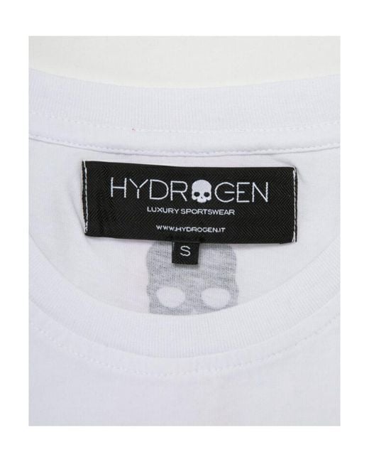 Hydrogen White Round-Necked Logo T-Shirt for men