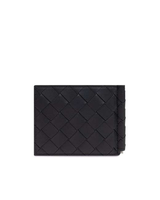 Bottega Veneta Black Intrecciato Bill Clip Wallet for men