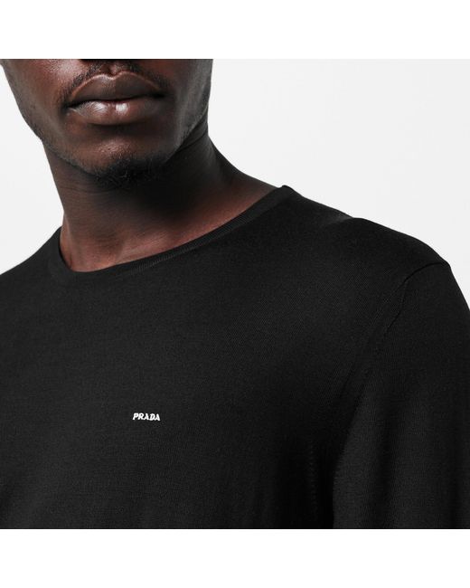Prada Black Crew-Neck Long-Sleeve Knit Sweater for men