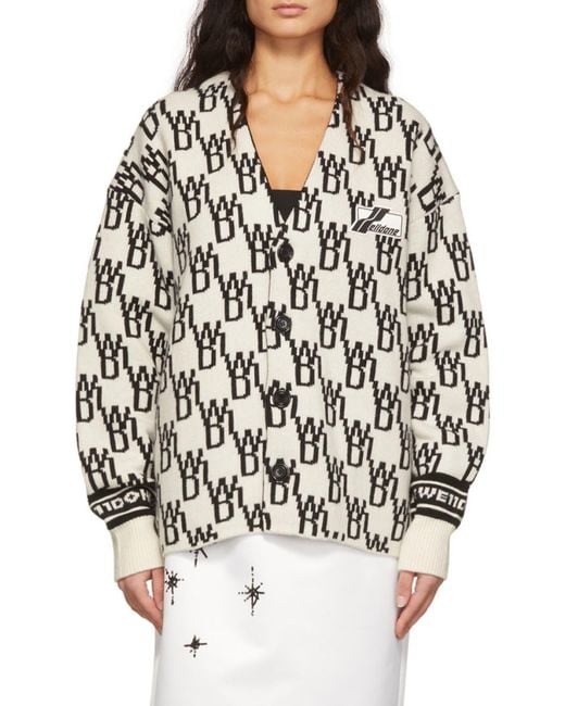 we11done Black Oversized Monogram Cardigan
