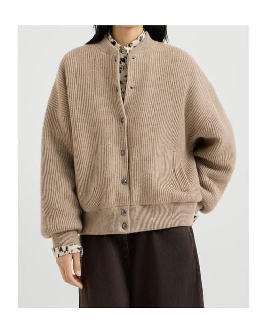 Brunello Cucinelli Brown Cashmere English-Rib-Knit Bomber Jacket With Thermore Padding
