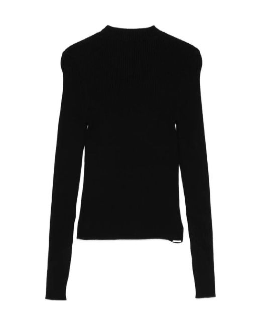 MSGM Black Ribbed Stretch Sweater