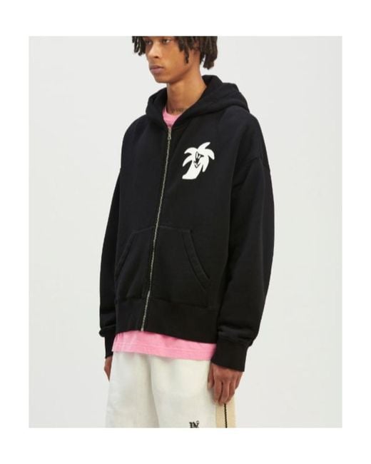 Palm Angels Black Long Sleeved Logo Printed Hoodie for men