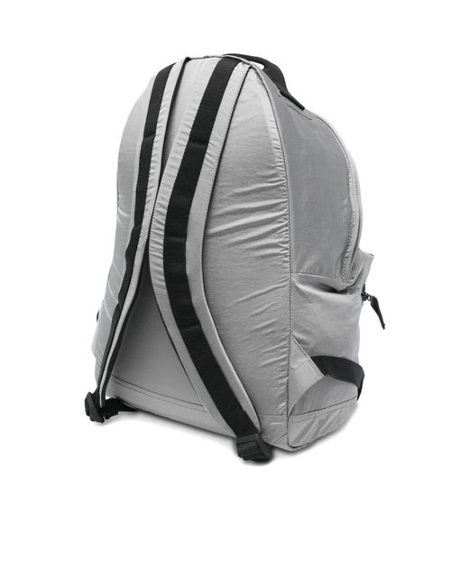 Stone Island Gray Logo Patch Zipped Backpack for men