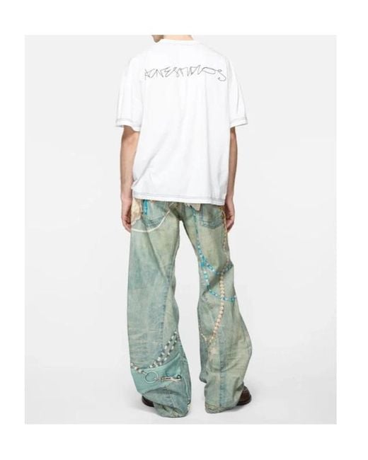 Acne Green Trompe-Lœil Print Jeans for men