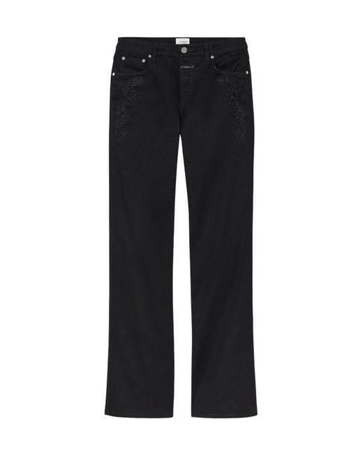 Closed Black Embroidered High-Rise Jeans