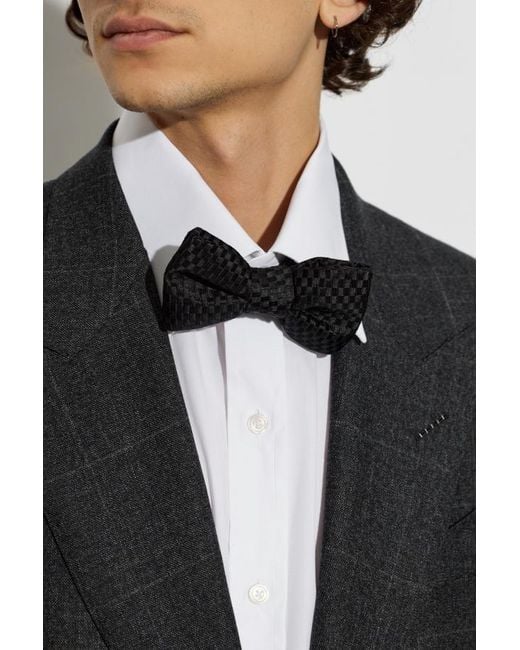 Tom Ford Black Geometric Pattern Bow Tie for men
