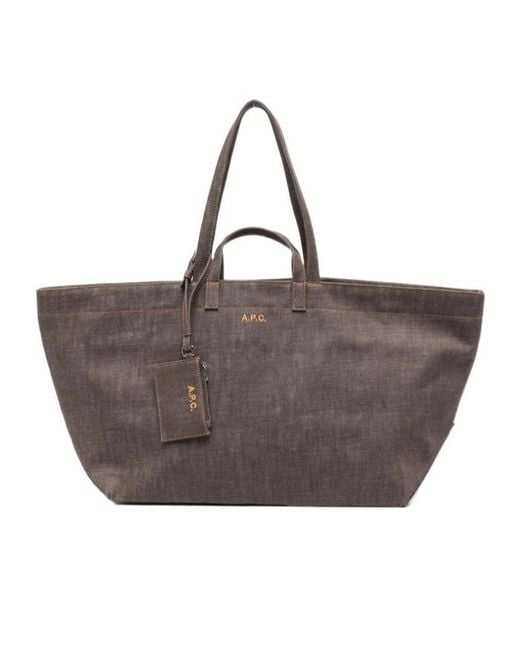 A.P.C. Brown Le Drummer Toile Large Tote Bag for men