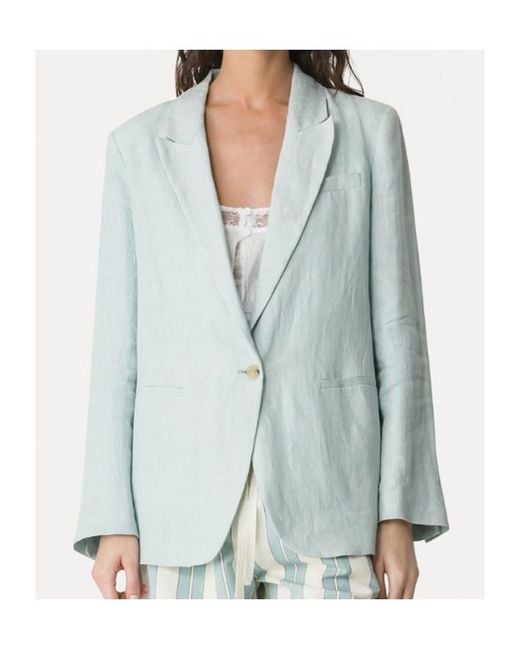 Forte_forte Blue Notched Lapels Single-Breasted Blazer