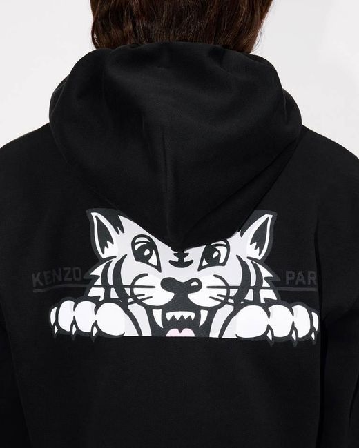 KENZO Black Happy Tiger Zipped Hoodie