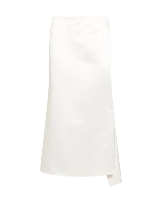Sportmax White Solid-Color Midi Skirt