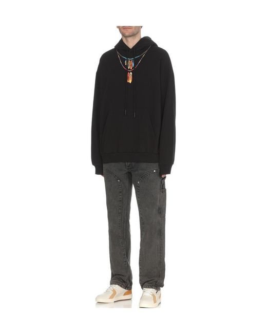 Marcelo Burlon Black County Of Milan Graphic-Printed Drawstring Hoodie for men