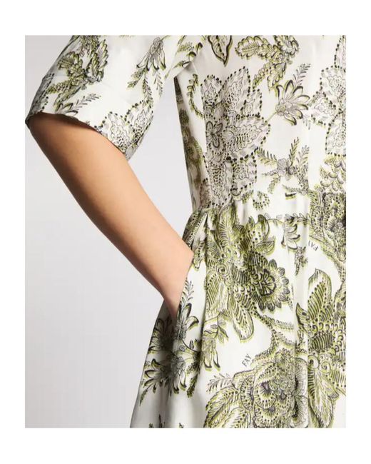 Fay Green Floral Shirt Midi Dress