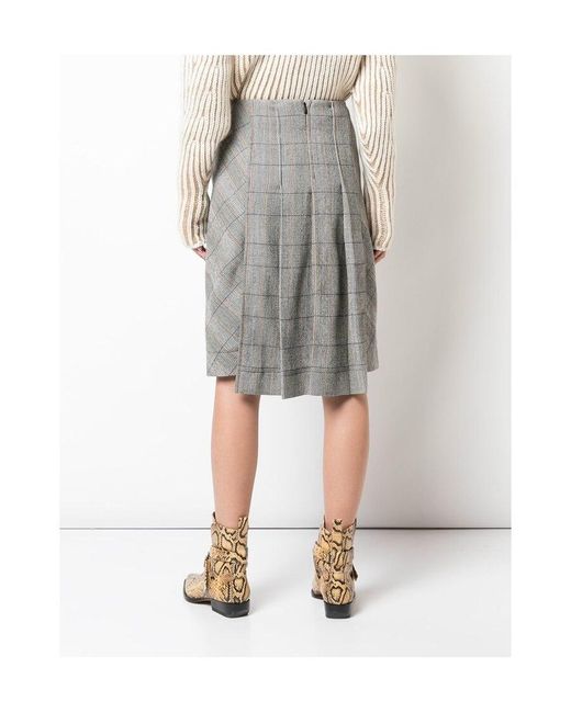 Chloé Gray Checked Pleated Skirt