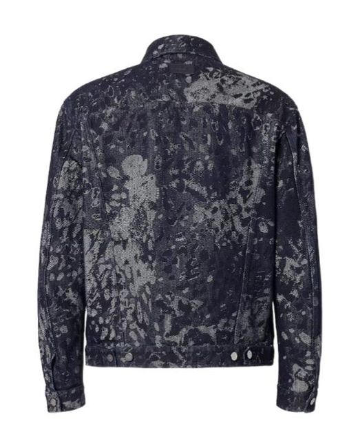 Fendi Blue Jacquard Denim Jacket for men