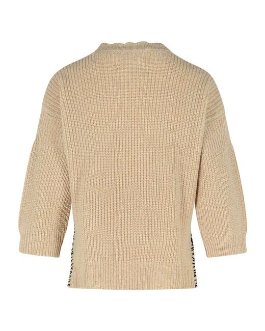 Marni Natural Logo Embroidered Knitted Jumper