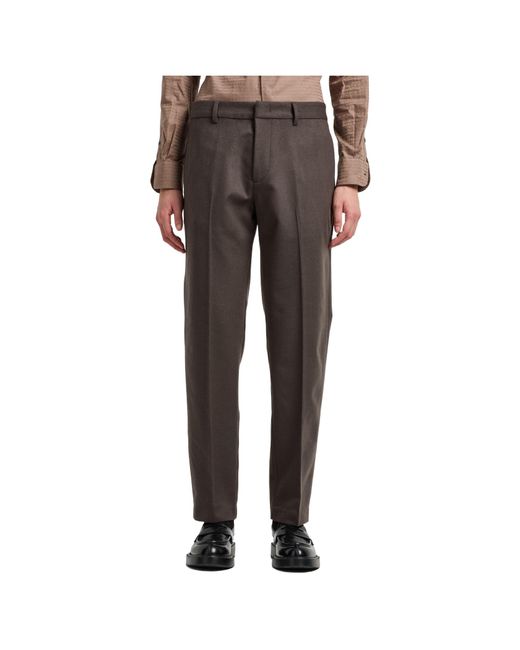 Emporio Armani Gray Slim-Fit Casual Trousers for men