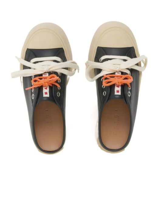 Marni Black Leather Pablo Lace-Up Sabot