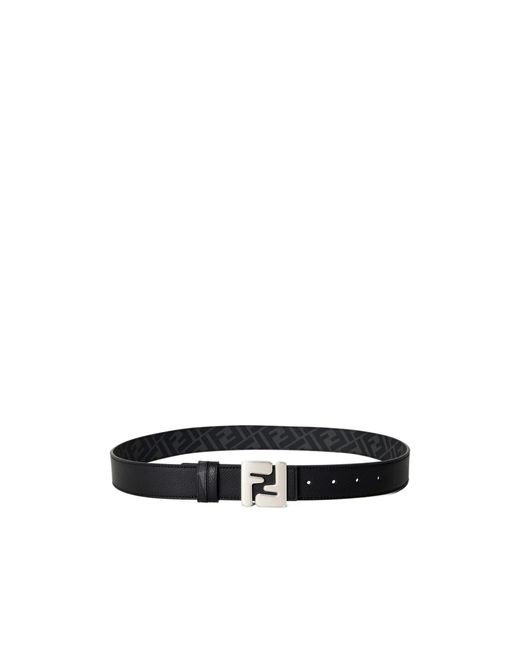 Fendi White Ff Reversible Leather Belt for men