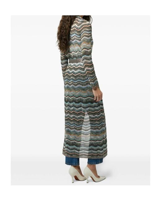 Missoni Gray Zigzag-Knit Sequin-Embellished Cardigan