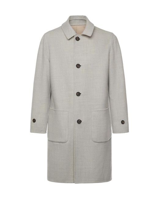 Eleventy Natural Reversible Wool Coat for men