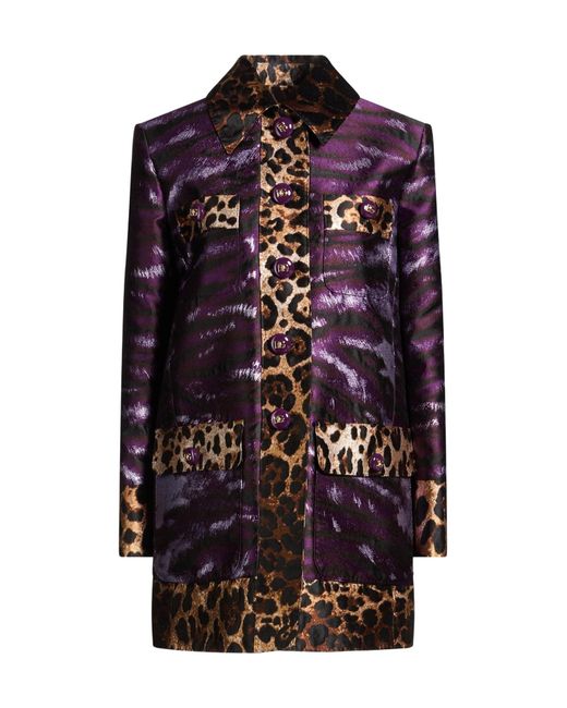 Dolce & Gabbana Purple Multicolored Metallic Coat