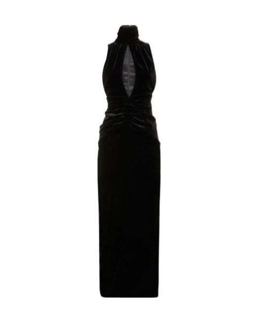 Alessandra Rich Black High-Neck Hollow Dress