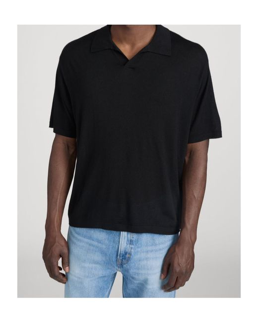 FRAME Black Relaxed Knit Polo Shirt for men