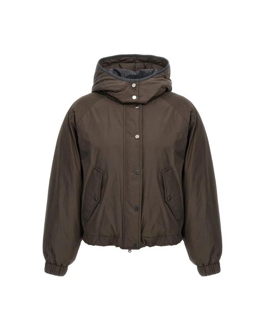 Brunello Cucinelli Green Long-Sleeved Down Jacket
