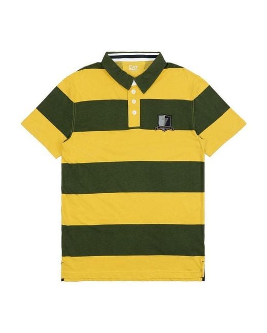 EA7 Yellow Logo Patch Polo Shirt for men