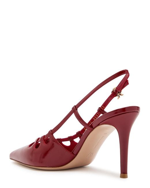 Gianvito Rossi Red Eloise 85 Cut-Out Glossed Leather Slingback Pumps