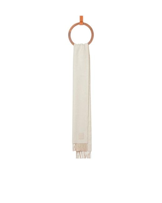 Loewe White Logo Wool Cashmere Scarf