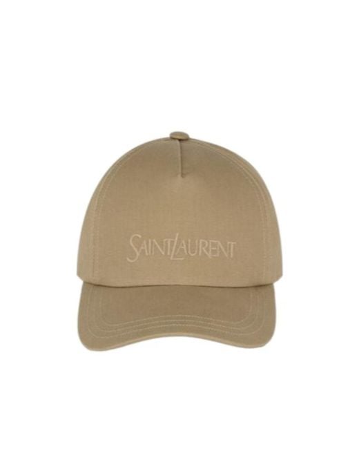 Saint Laurent Natural Logo Embroidered Baseball Cap for men