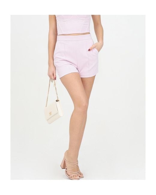 Elisabetta Franchi White Contrast Piping Crêpe Shorts