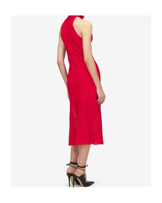 McQueen Red Spider Lace Midi Dress
