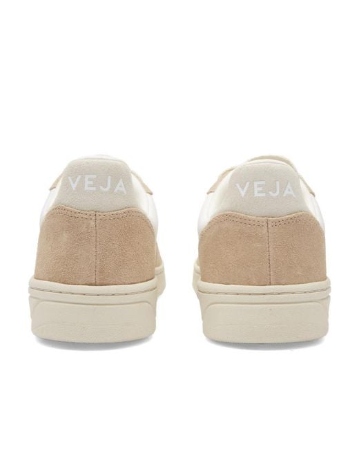 Veja White V-10 Panelled Low-Top Sneakers