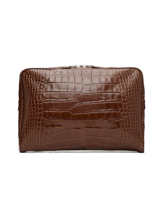 Tom Ford Brown Minimalist Laptop Bag for men