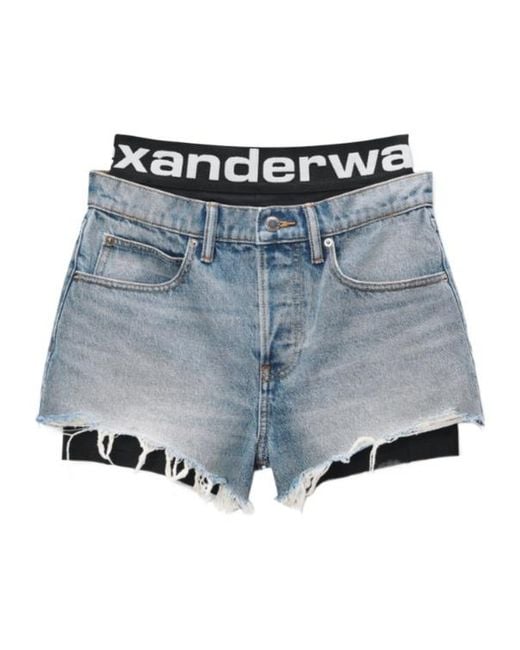 Alexander Wang Blue Pre-Styled Relaxed Logo Biker Shorts