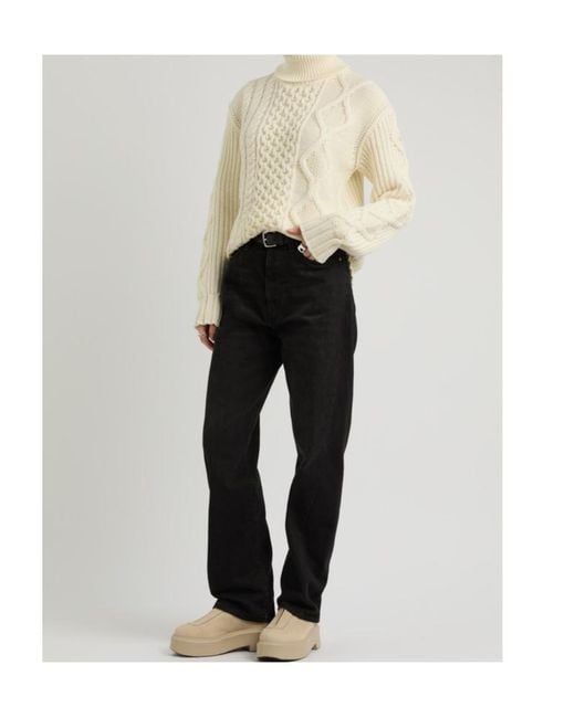 Moncler Natural Dolcevita Cable-Knit Wool Jumper