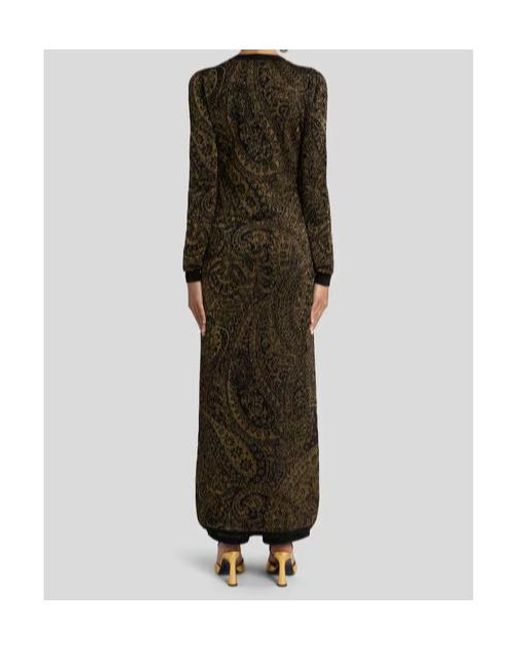 Etro Multicolor Paisley Jacquard Lurex Thread Maxi Cardigan