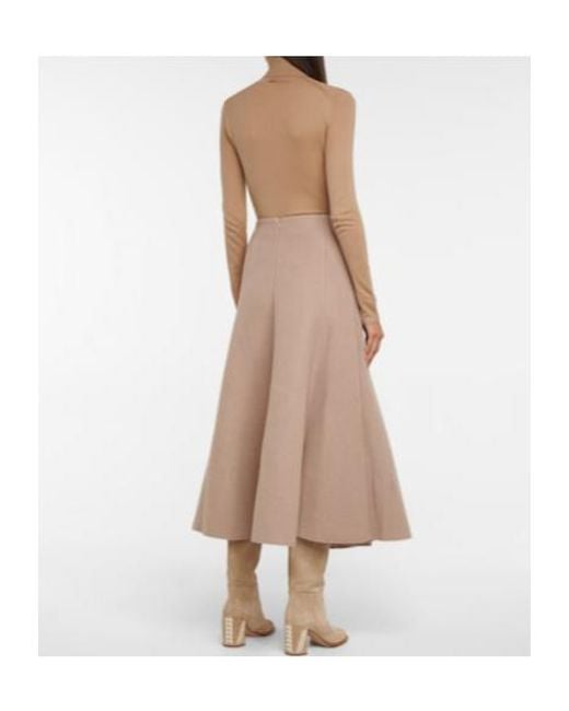 Gabriela Hearst Natural Maureen High-Waisted Pleated Midi Skirt
