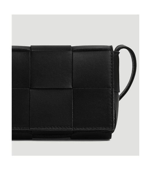 Bottega Veneta Black Intreccio Cassette Mini Crossbody Bag
