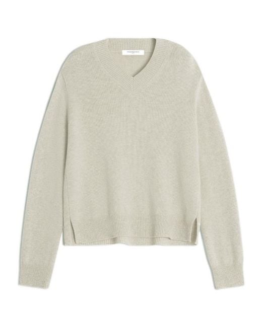 Maison Kitsuné White Merino Wool Comfort V-Neck Jumper
