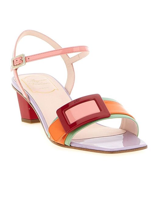 Roger Vivier Pink Belle Vivier Buckled Heeled Sandals
