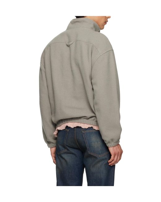 Rier Gray Half-Zip Fleece Sweatshirt for men