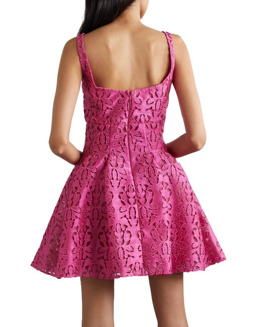 Emilia Wickstead Pink Pleated Embossed Mini Dress