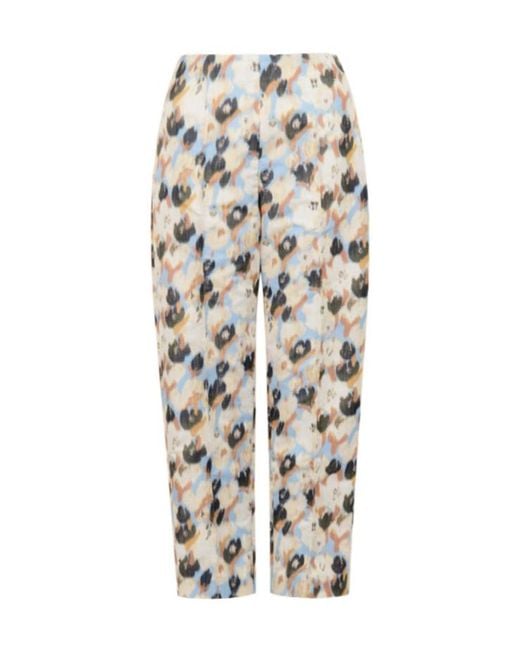 Marni White Light Duchesse Trousers With Secret Bouquet Print